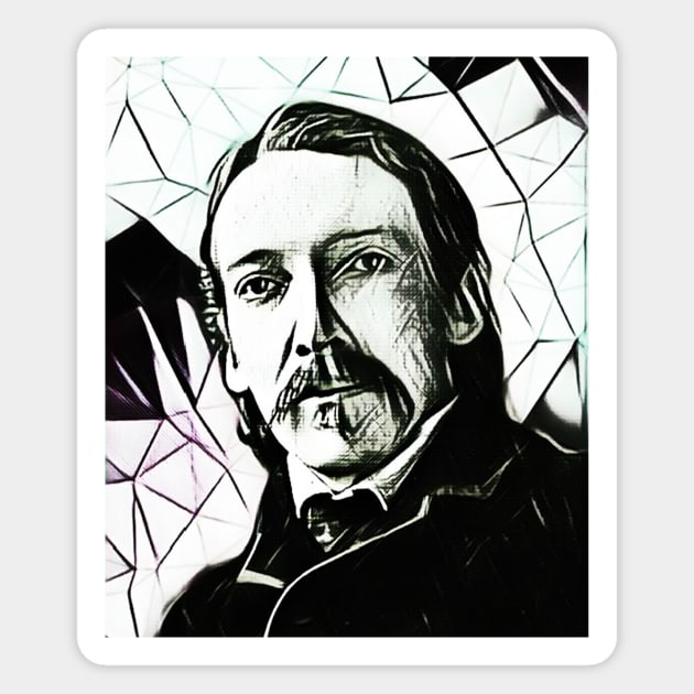 Robert Louis Stevenson Black and White Portrait | Robert Louis Stevenson Artwork 7 Magnet by JustLit